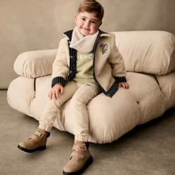 1 + in the family Scarves|Scarves*Beige Merino Wool Rib Knit Snood