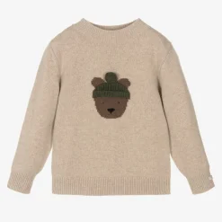 Donsje Tops*Beige Merino Wool Teddy Bear Sweater BiscottiMelange