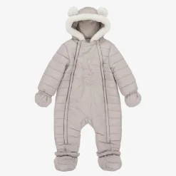 Mayoral Newborn Snowwear|Snowwear*Beige Padded Teddy Snowsuit