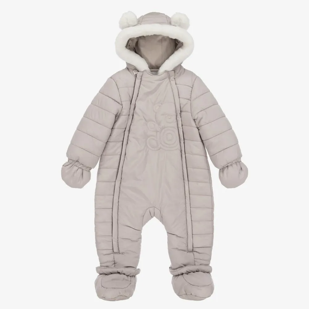 Mayoral Newborn Snowwear|Snowwear*Beige Padded Teddy Snowsuit