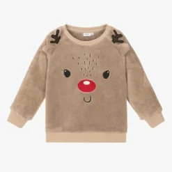 NAME IT Tops*Beige Reindeer Fleece Sweatshirt