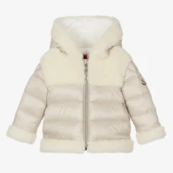 Moncler Enfant Coats & Jackets*Beige Sherpa & Down Hooded Dofi Jacket
