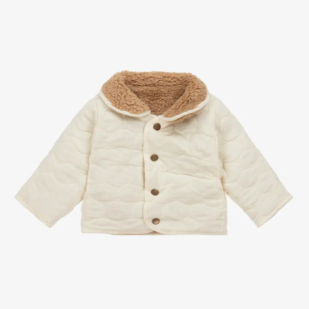 The Little Tailor Coats & Jackets|Coats & Jackets*Beige Sherpa Fleece Reversible Quilted Jacket
