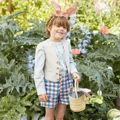 Meri Meri Bags*Beige Straw Bunny Basket Bag (18cm)