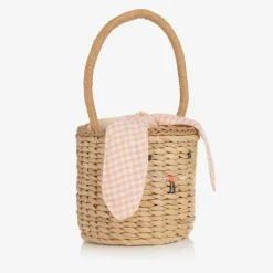 Meri Meri Bags*Beige Straw Bunny Basket Bag (18cm)