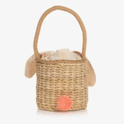 Meri Meri Bags*Beige Straw Bunny Basket Bag (18cm)