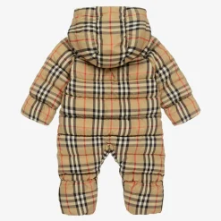 Burberry Snowwear|Snowwear*Beige Vintage Check Down Baby Snowsuit