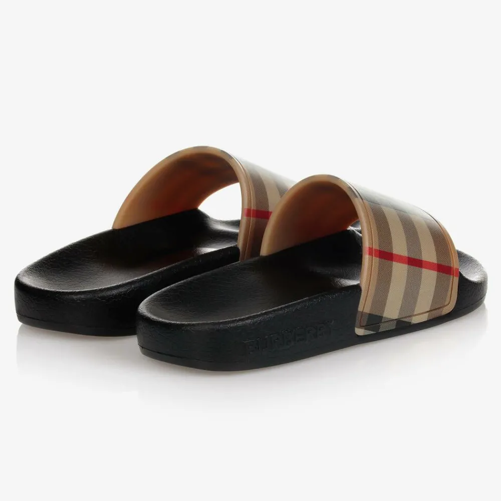 Burberry Sliders|Sliders*Beige Vintage Check Sliders