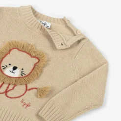 Il Gufo Tops*Beige Wool Lion Sweater