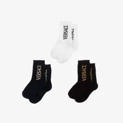 Versace Socks*Black & Blue Cotton Ankle Socks (3 Pack)