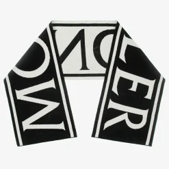Moncler Enfant Scarves|Scarves*Black & Ivory Logo Wool Scarf