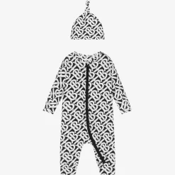 Burberry Gifts|Babysuits*Black & White Cotton Romper Gift Set