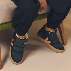 VEJA Trainers*Black & Yellow Leather V-10 Trainers