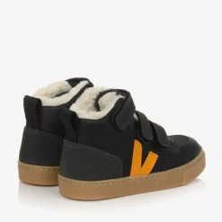 VEJA Trainers*Black & Yellow Leather V-10 Trainers
