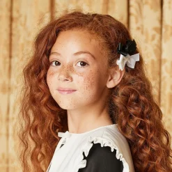 Peach Ribbons Hair Accessories*Black Bow Hair Clip (7cm)