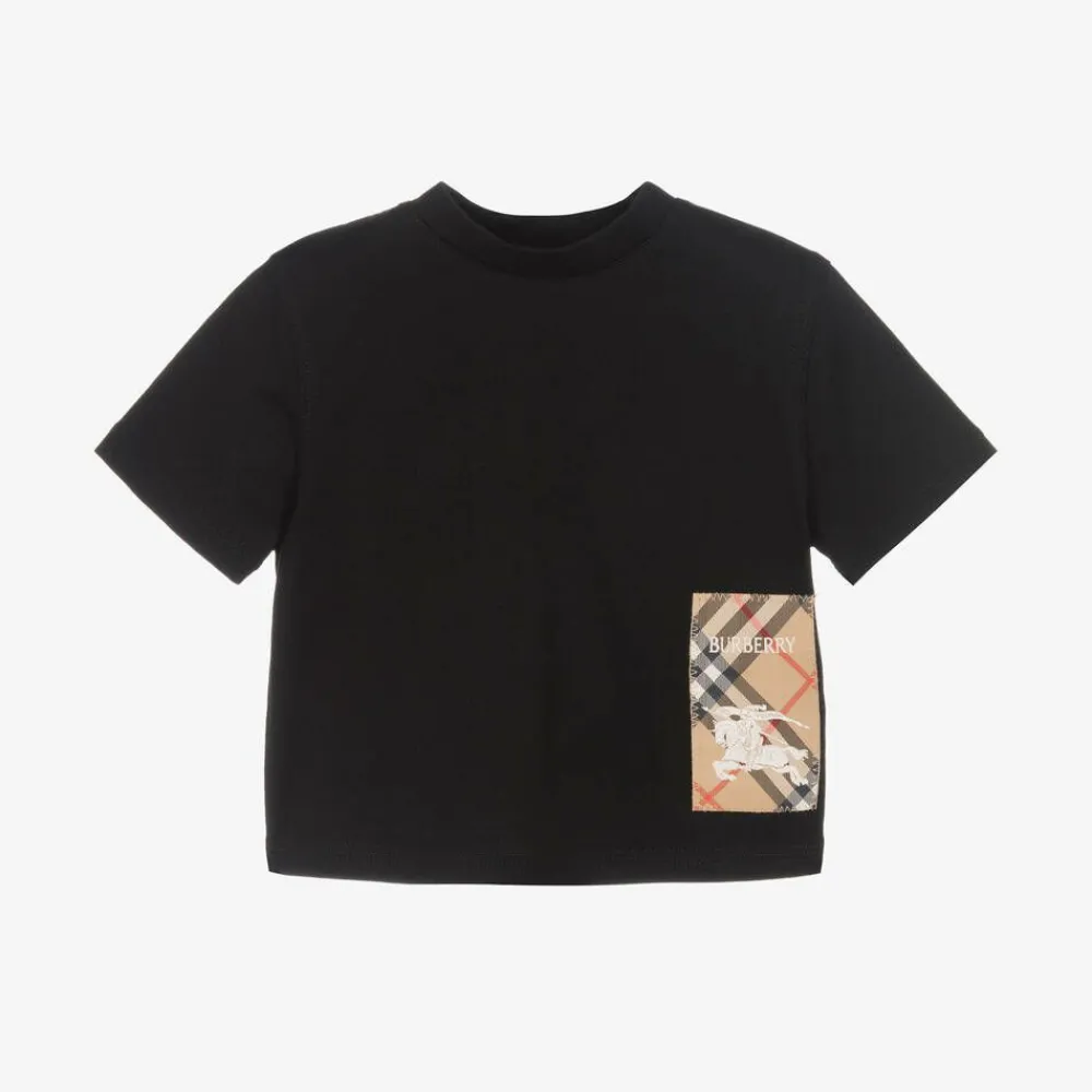 Burberry Tops*Black Cotton Baby T-Shirt
