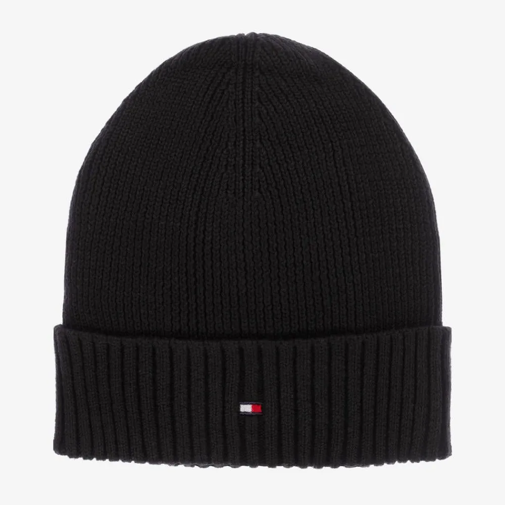 Tommy Hilfiger Hats|Hats*Black Cotton Beanie Hat