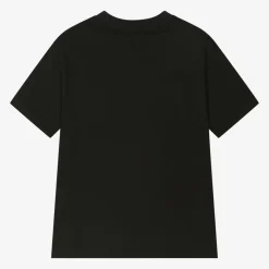 MSGM Tops*Black Cotton Brushstroke Logo T-Shirt