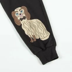 Mini Rodini Trousers|Trousers*Black Cotton Dog Print Joggers