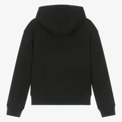 Moschino Kid-Teen Tops*Black Cotton Embossed Logo Hoodie