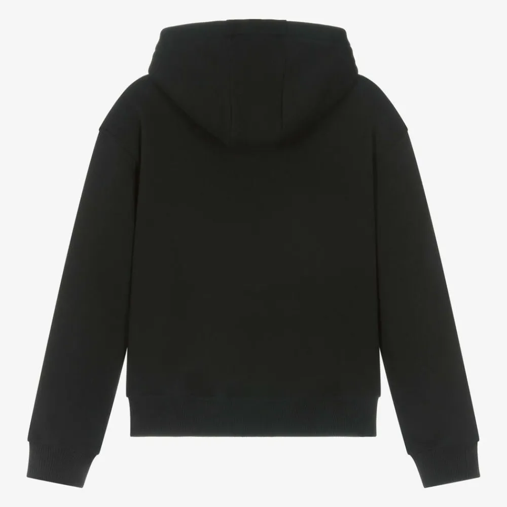 Moschino Kid-Teen Tops*Black Cotton Embossed Logo Hoodie