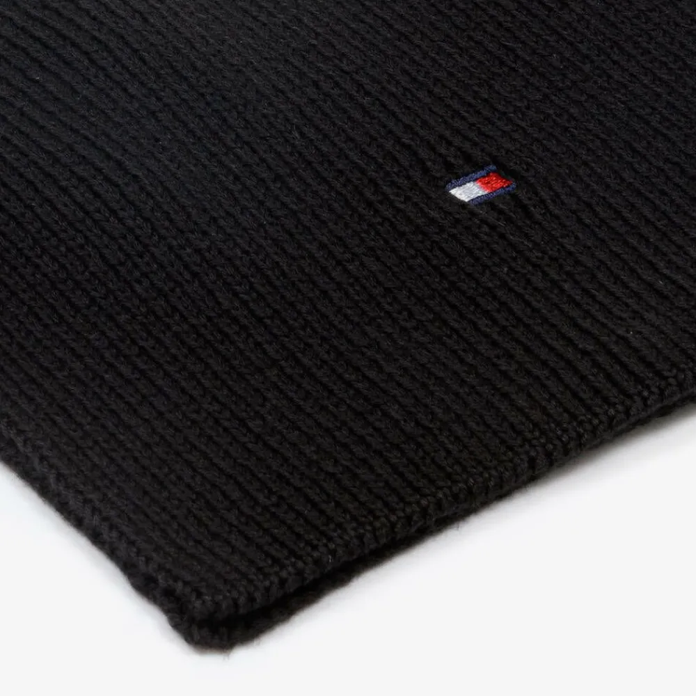 Tommy Hilfiger Scarves|Scarves*Black Cotton Knit Flag Logo Scarf