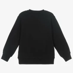 Versace Tops*Black Cotton Leopard Print Logo Sweatshirt