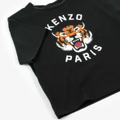 KENZO KIDS Tops*Black Cotton Lucky Tiger T-Shirt