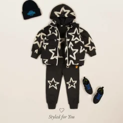 Rock Your Baby Tops*Black Cotton Star Hoodie