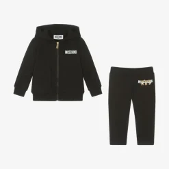 Moschino Baby Tracksuits*Black Cotton Teddy Bear Logo Tracksuit