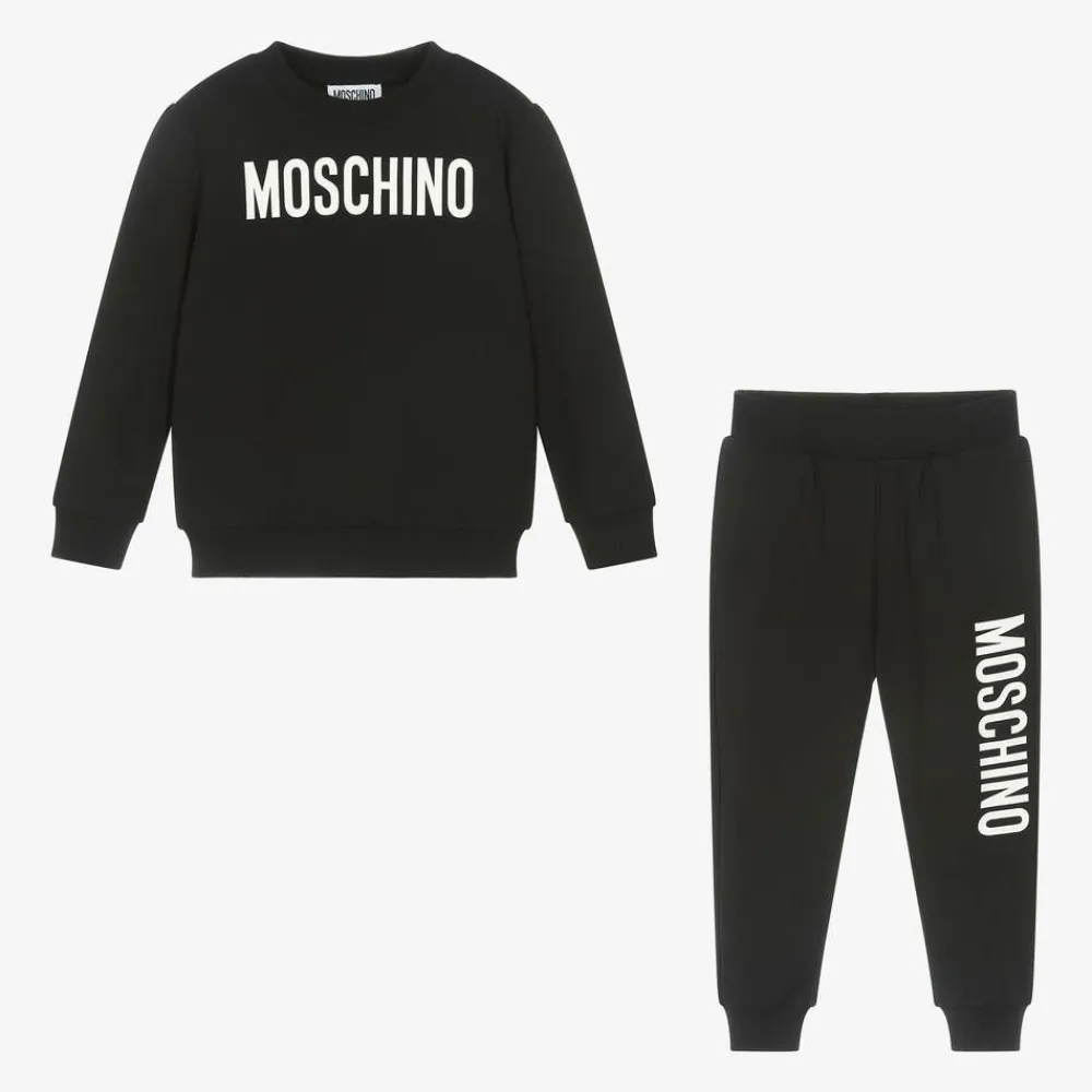 Moschino Kid-Teen Tracksuits|Tracksuits*Black Cotton Tracksuit