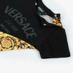 Versace Tops*Black Cotton Wild Barocco T-Shirt