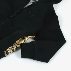 Versace Tops*Black Cotton Wild Barocco Zip-Up Top