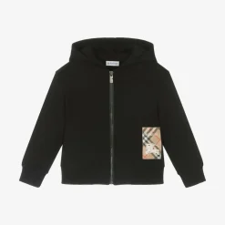 Burberry Tops*Black Cotton Zip-Up Top