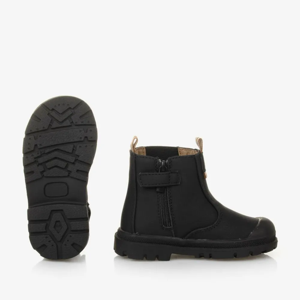 Mayoral Boots|Boots*Black Faux Leather Chelsea Baby Boots