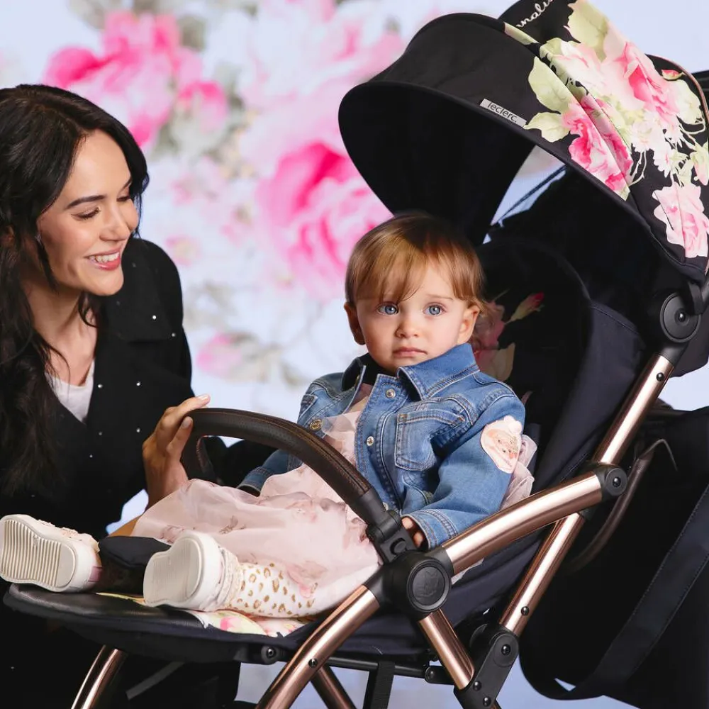 Monnalisa Strollers|Gifts*Black Floral Baby Stroller
