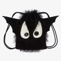 Wauw Capow Bags*Black Fluffy Bat Drawstring Bag (29cm)
