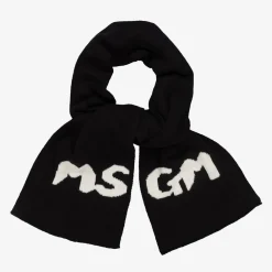 MSGM Scarves|Scarves*Black Knitted Cotton Scarf (151cm)