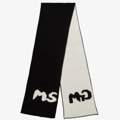 MSGM Scarves|Scarves*Black Knitted Cotton Scarf (151cm)