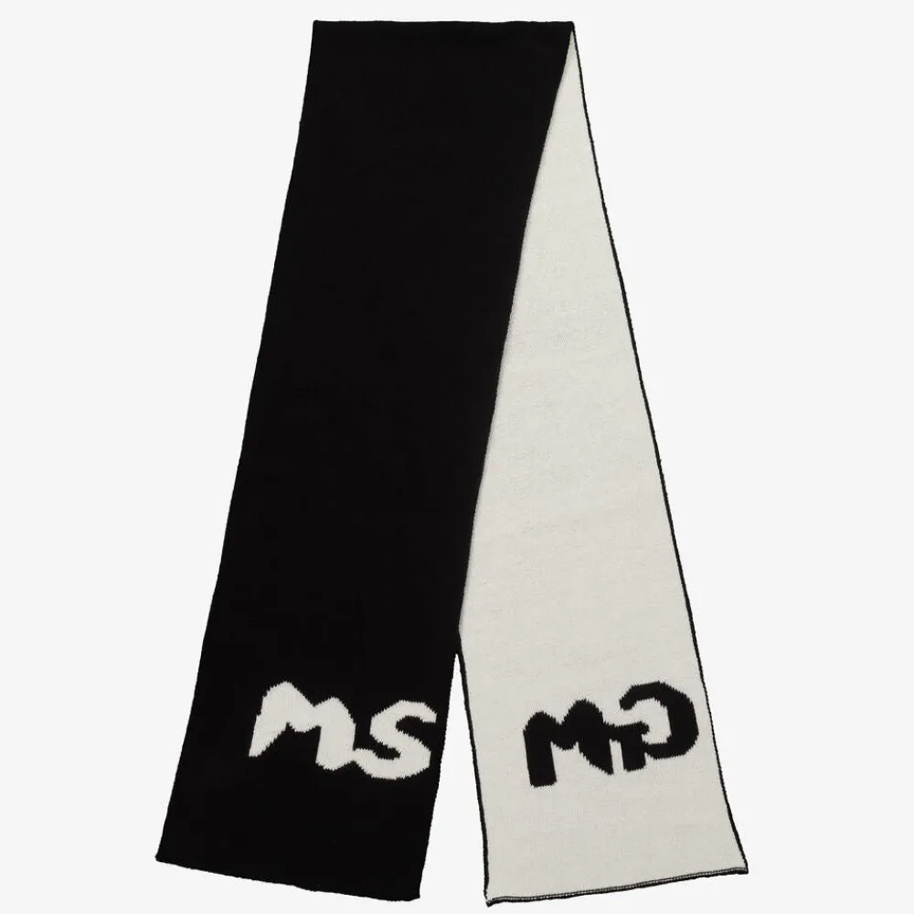 MSGM Scarves|Scarves*Black Knitted Cotton Scarf (151cm)