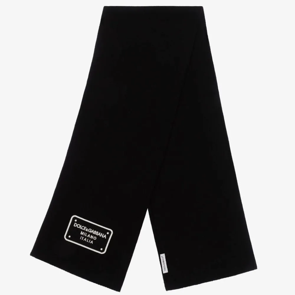 Dolce amp; Gabbana Scarves|Scarves*Black Knitted Wool Scarf