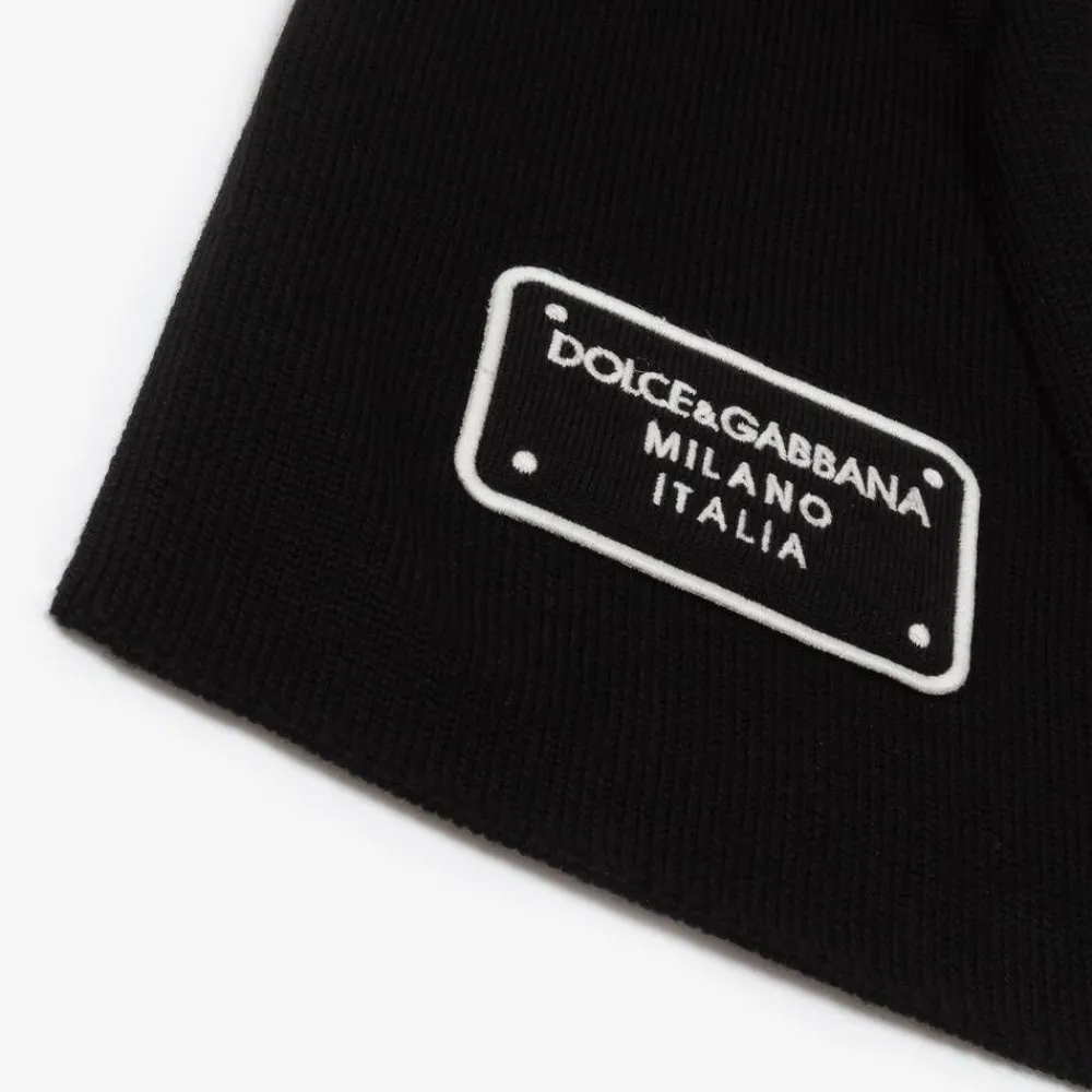 Dolce amp; Gabbana Scarves|Scarves*Black Knitted Wool Scarf