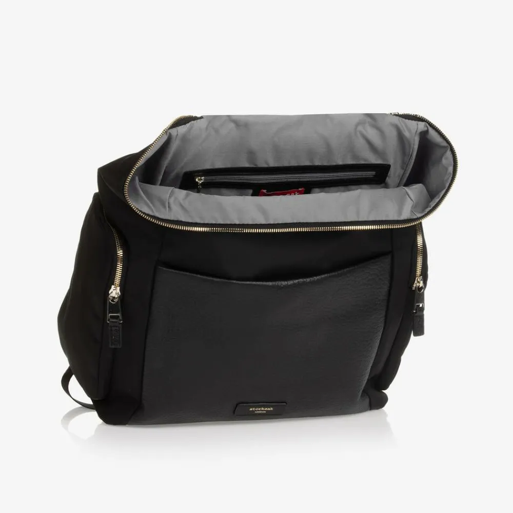 Storksak Gifts*Black Leather Alyssa Changing Bag (38cm)