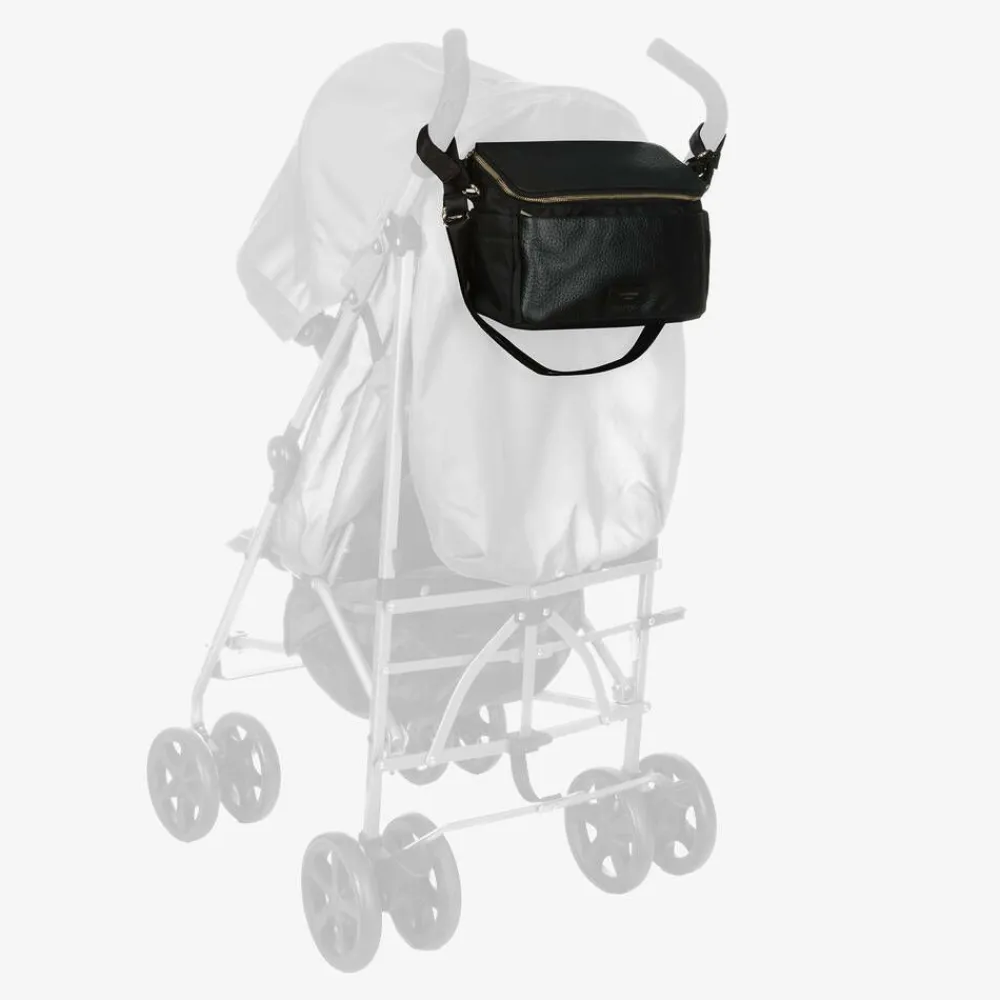 Storksak Gifts*Black Leather Alyssa Stroller Organiser Bag (27cm)