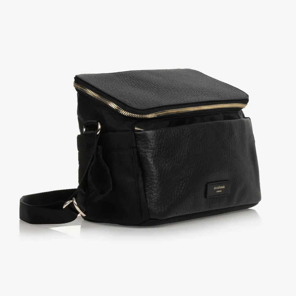 Storksak Gifts*Black Leather Alyssa Stroller Organiser Bag (27cm)