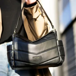 Storksak Gifts*Black Leather Aria Compact Changing Bag (32cm)