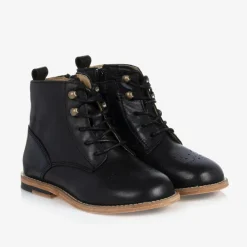 Young Soles Boots|Boots*Black Leather Brogue Ankle Boots