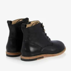 Young Soles Boots|Boots*Black Leather Brogue Ankle Boots