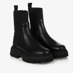 Moncler Enfant Boots|Boots*Black Leather Chelsea Boots