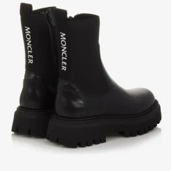 Moncler Enfant Boots*Black Leather Chelsea Boots